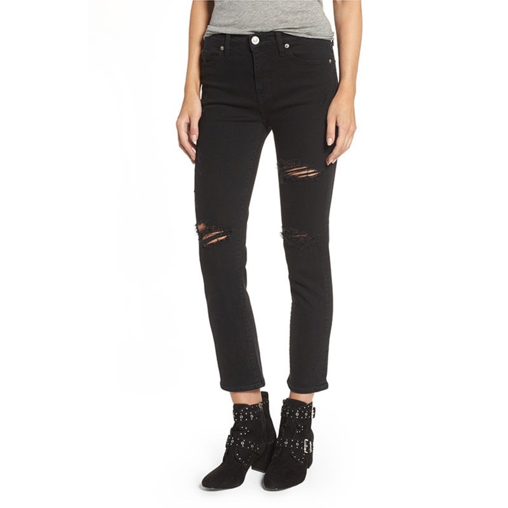 BNWT High Rise Hudson Zoeey Ankle Straight Black Jean. Stretch.